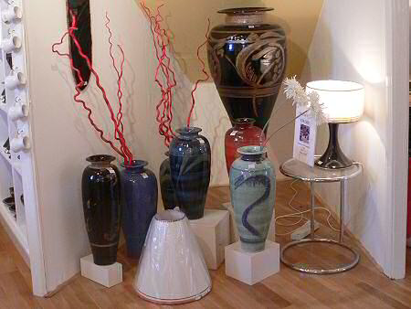 Pots for sale in the showroom