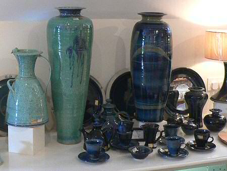 Pots for sale in the showroom