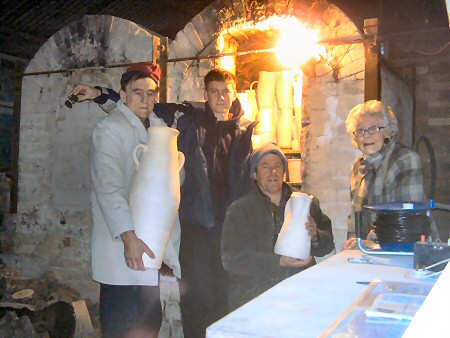 Jeremy, Jesse and Simon Leach, Lowerdown Kiln Opening, January 2006