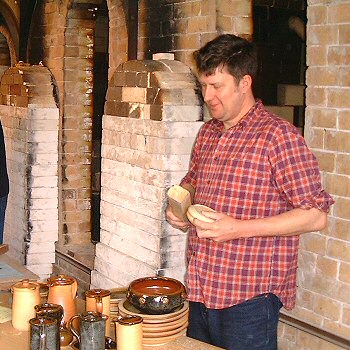 Mark Melbury with ware from the kiln